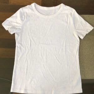 A New Day White Ribbed Tee